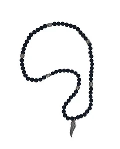 Perlenkette Perlenhalskette Perlenkette Lavastein Edelstein Engelsflügel Hand Ma - Bild 1 von 7