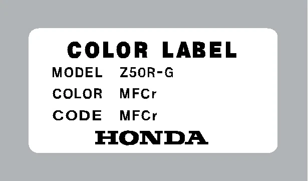CALCOMANÍA MARCO HONDA Z50RD CÓDIGO COLOR 1986 especial Navidad/CALCOMANÍA REPRO Foto 1 de 1
