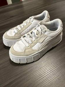 Puma Trainers Sneakers Mayze Stack in white with leopard print detail White - Picture 1 of 11