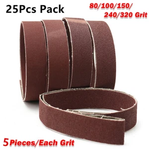 25PCS 1" x 30" Sanding Belts 80/100/150/240/320 Grit Aluminum Oxide Sander Belt - Picture 1 of 8