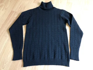 De colección Emilio Butique S/M Negro 100% Lana Cable Cuello Tortuga Hecho en Italia S-M - Imagen 1 de 4