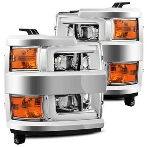 AlphaRex Halogen Projector Headlights Chrome For 2015-19 Silverado 2500HD 3500HD - Picture 1 of 8