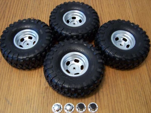 Fit Traxxas TRX-4 High Trail F-150 Ford Canyon Tires 2.2 Satin Chrome Wheels K10 - Picture 1 of 5