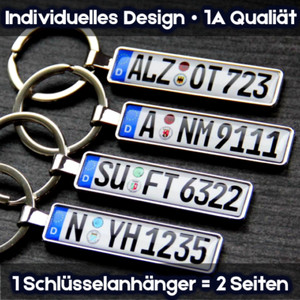 Schlüsselanhänger Kennzeichen Personalisiert Wunschtext Auto KFZ Audi BMW VW