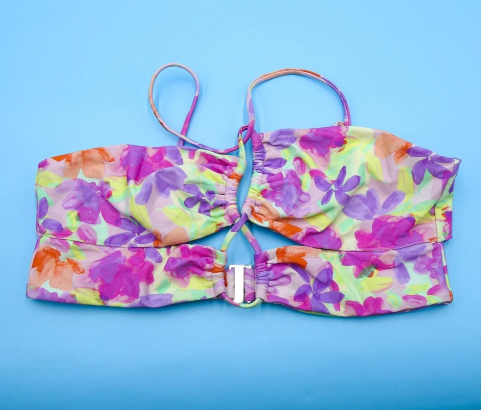 Top de bikini for Love & Lemons mediano multicolor floral corbata con volantes recorte traje de baño Foto 1 de 4