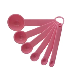 New 6pcs Pink Measuring Spoon Set Plastic Teaspoon Tablespoon Cooking Utensils - Picture 1 of 10