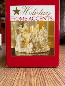 Holiday Home Accents Krippe Kerzenhalter 2001 Jade weiß Porzellan - Bild 1 von 2