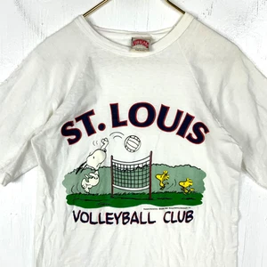 Vintage Snoopy Peanuts Nutmeg T-Shirt Medium White St. Louis Volleyball Club 80s - Picture 1 of 5