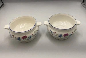 2x Reggiseno Vintage Priorato Servizio da Tavola 2 Manici Zuppiera/Dessert Ciotole Made In Britain C - Foto 1 di 14