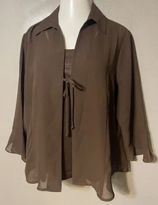 GORGEOUS CATO WOMAN BLOUSE - SIZE 18/20W - BROWN - Picture 1 of 2