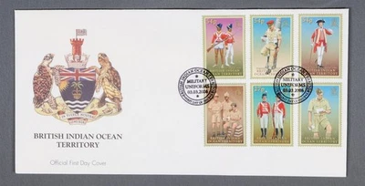 MayfairStamps Territorios Británicos del Océano Índico FDC 2008 Uniformes Militares Primero Foto 1 de 2