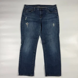 Jennifer Lopez Jeans Womens 12 Blue Denim Cotton Stretch Distressed Straight Leg - Picture 1 of 10