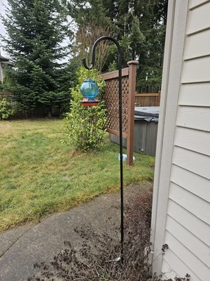 Schäferhaken Garten Schwarz, 193 CM Vogelfütterstange Laternenhalter Hirtehaken. - Bild 1 von 4