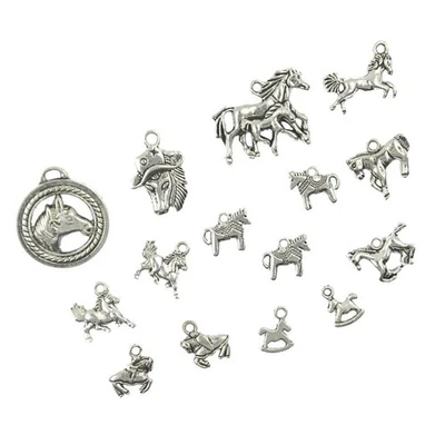 15pcs Lega D'argento Vari Branelli Dei Pendenti Di Fascini A Forma Di Cavallo - Immagine 1 di 4
