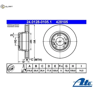 2x BRAKE DISC 24.0128-0105.1 FOR BMW M51D25 2.5L M52B28 2.8L M57D30 2.9L 6cyl - Picture 1 of 10