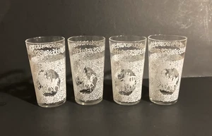 4er Set Vintage White Hazel Atlas Monticello Gläser Tumbler Pferd & Kutsche - Bild 1 von 4