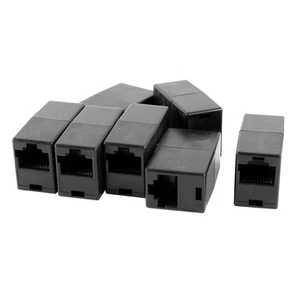 7 Pcs Black 8P8C RJ45 to RJ45 Female/Female Ethernet Inline Connector Coupler - Picture 1 of 1