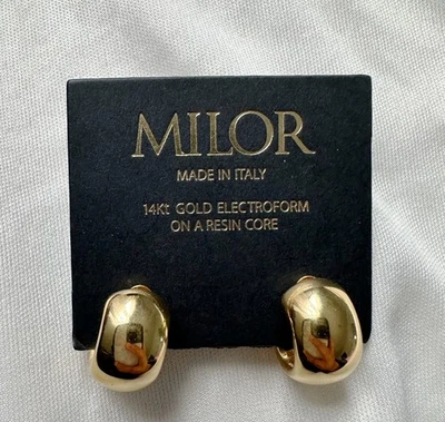 Pendientes Huggie gorditos de oro de 14k hechos en Italia rellenos de resina Foto 1 de 4