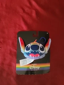 Disney Rainbow Pride Collection Plush Stitch Keychain Clip On Hanger 3 1/2" - Picture 1 of 5