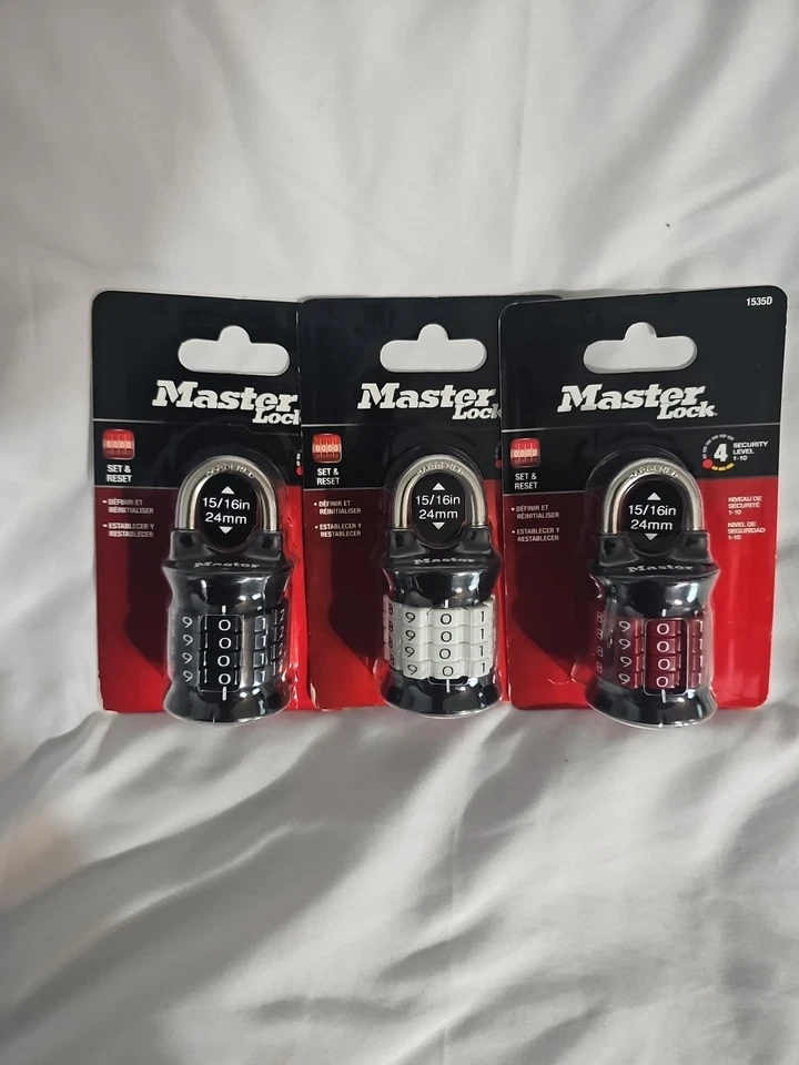3 NEW Master Lock 1535D Customizable Combination Padlock Black Locker Office - Image 1 of 3