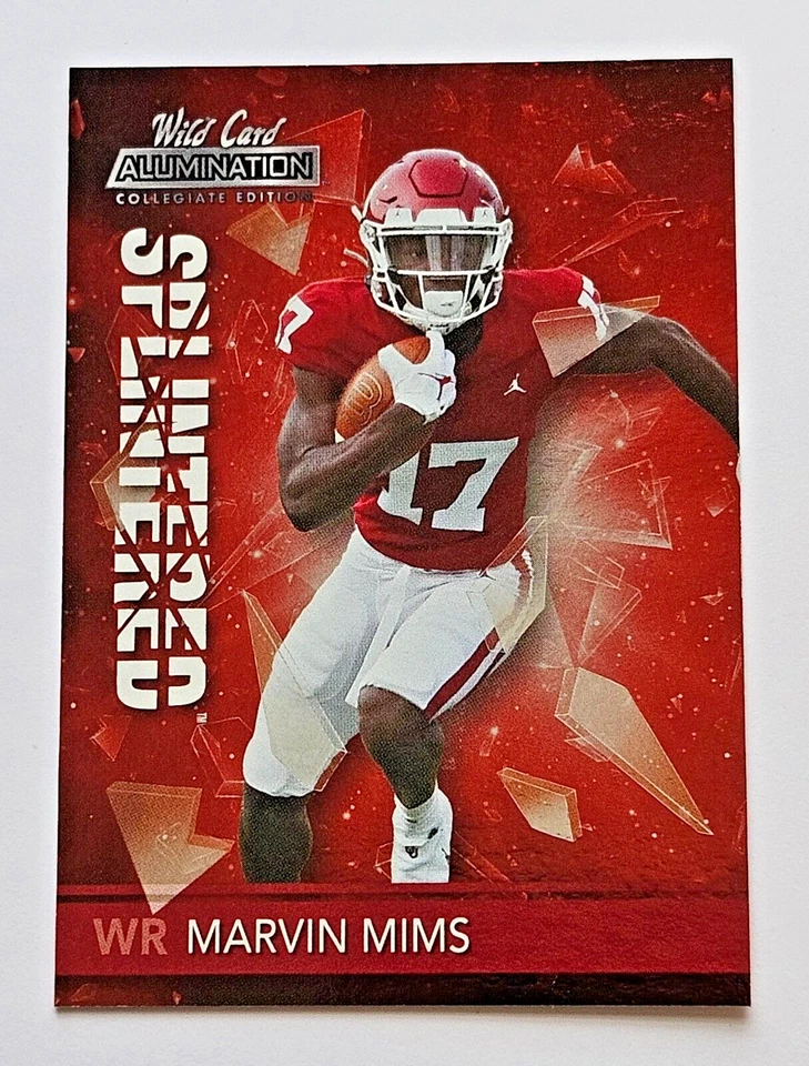 2021 Marvin Mims Wild Card Alumination NIL Rookie Splintered Red - Image 1 of 2