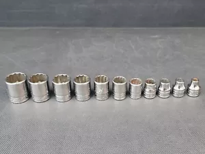 Snap On Tools USA 11pc SAE 3/8 Drive 12PT Shallow Socket Set, 1/4" to 7/8" - Bild 1 von 14