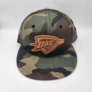 OKC Oklahoma City Thunder NBA New Era 9Fifty Camo Snapback Hat Cap Leather Logo - Picture 1 of 14