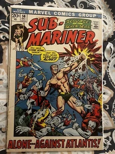 Vintage Sub-Mariner #56 1972 Alone Against Atlantis Namor Marvel Comics Atlantis - Picture 1 of 9