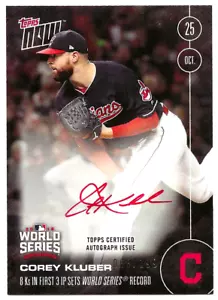 2016 Topps Now #627-B Cory Kluber (World Series) Auto 168/199 INDIANS - Picture 1 of 2