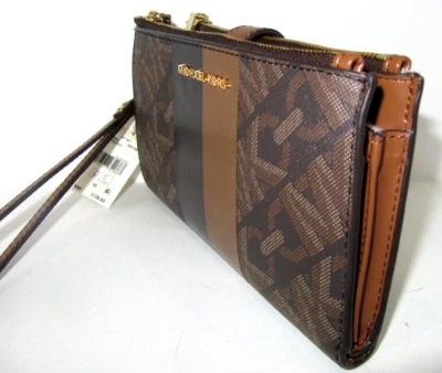Cartera de teléfono Michael Kors Jet Set Empire Signature de cuero con doble cremallera nueva con etiquetas $128 Foto 1 de 4