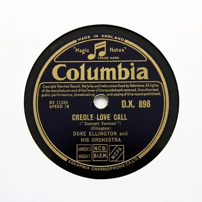 DUKE ELLINGTON "Creole Love Call / St. Louis Blues" 12" COLUMBIA DX-898 [78 RPM] - Image 1 of 2