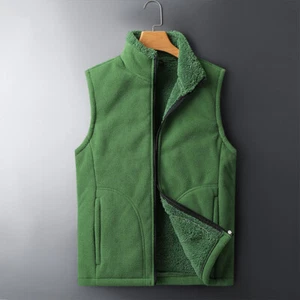Men Sherpa Lined Fleece Waistcoat Gilet High Neck Jacket Vest Sleeveless Autumn - Picture 1 of 15
