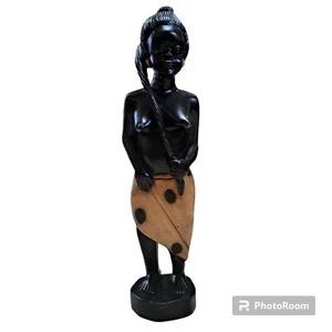 Afrikanische Ashanti Fruchtbarkeit Statue handgeschnitzt Ebenholz Holz Figur Ghanaer 19 Zoll - Bild 1 von 15