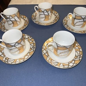 YAMASENG JAPAN 24K GOLD FEINES PORZELLAN DEMITASSE TASSEN UNTERTASSEN (5) Vintage - Bild 1 von 5