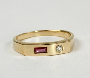 Anillo,Rubí En Baguette Moler Y Brillante 0,05 Qt. 585 Oro Anillo de Cinta 14 - Imagen 1 de 3