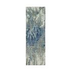 2'6"x8' Yonder Blue Galaxy Design Wool and Silk Hand Knotted Runner Rug R90199
