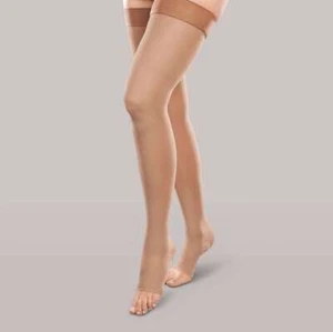 Ease Opaque Open-Toe Thigh Highs, Long, (Size: S) 20-30mmHg Sand by Therafirm - Picture 1 of 2