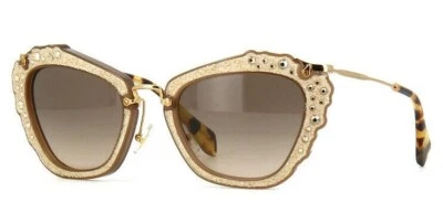 Miu Miu SMU 04Q MAR-3DR 55-24-140 Ópalo Beige Oro Cristales Gris Degradado NUEVO Foto 1 de 2