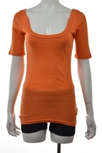 Michael Stars Womens Top Size OS Orange Knit Shirt Cotton Blouse - Picture 1 of 6