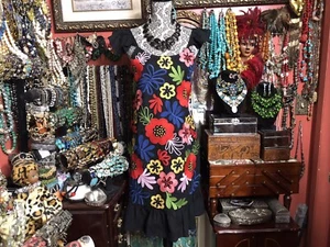 Beautiful Oaxaca Mexico Huipil Style Dress In Black & Multi Colored Embroidery S - Picture 1 of 8