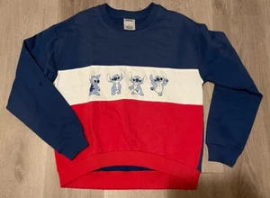 Vtg Disney Stitch Pullover Sweatshirt Crewneck Red White & Blue Size Medium - Picture 1 of 9