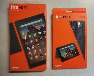 NEW Amazon Fire HD 10 9th Generation 64GB, Wi-Fi, 10.1in + Cover Black - Image 1 of 4