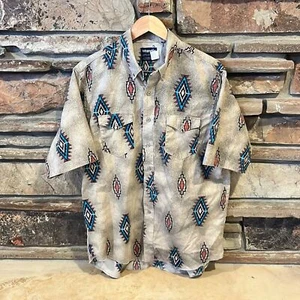 Vintage Wrangler Southwest Cowboy Cut Button Down Short Sleeve Shirt - Picture 1 of 6