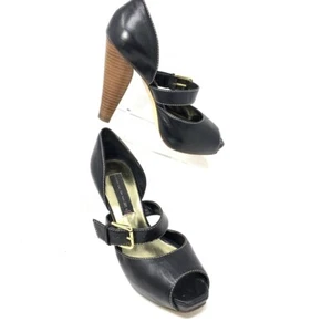 Steven by Steven Madden Womens Jubiley Black Leather Platform Heels, Size 7, - Picture 1 of 8