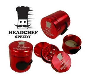 Headchef Speedy 4 Part Grinder - Herb Shredder Crusher Red (50mm)