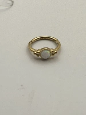 Хрящевое кольцо из желтого золота 14 карат с опалом шириной 0,4 грамма 3,72 мм 18 калибра - Изображение 1 из 4