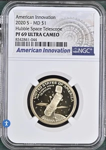 2020 S Proof Hubble Space Telescope Maryland American Innovation Dollar PF69 - Picture 1 of 2