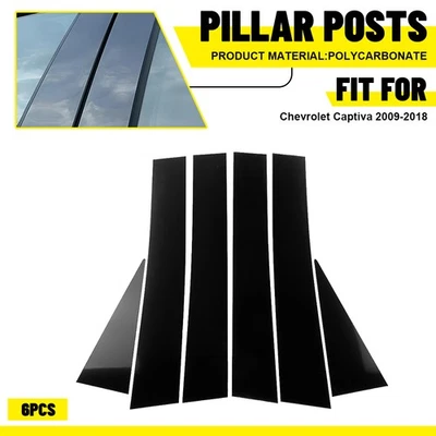 Cubierta de moldura de puerta postes de pilar de ventana negros brillantes para Chevy Captiva 2009-2018 6 piezas Foto 1 de 4