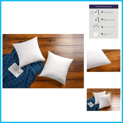 Set of 2  Goose Down Feather Throw Pillow Inserts - 16x16 Fluffy Comfort - Image 1 of 4