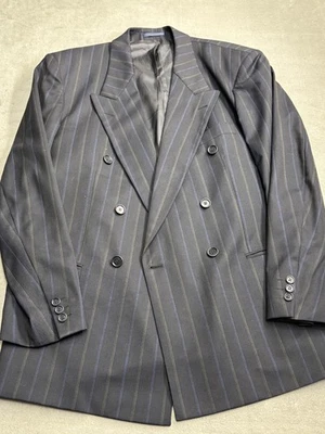 Blazer Hugo Boss Para Hombre 44 Largo Gris Rayas Doble Pecho Lana Tango Mitchel Foto 1 de 4